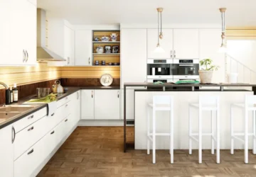 White Kitchen Cabinet Design with Built-In Kitchen Appliances (Source: Newmatic Kenya)