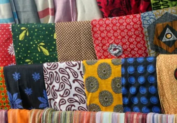 Image shows the different fabrics of Kitenge