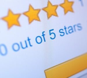 A photo showing ratings on a website