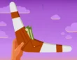 An illustration showing money wrapped on a boomerang